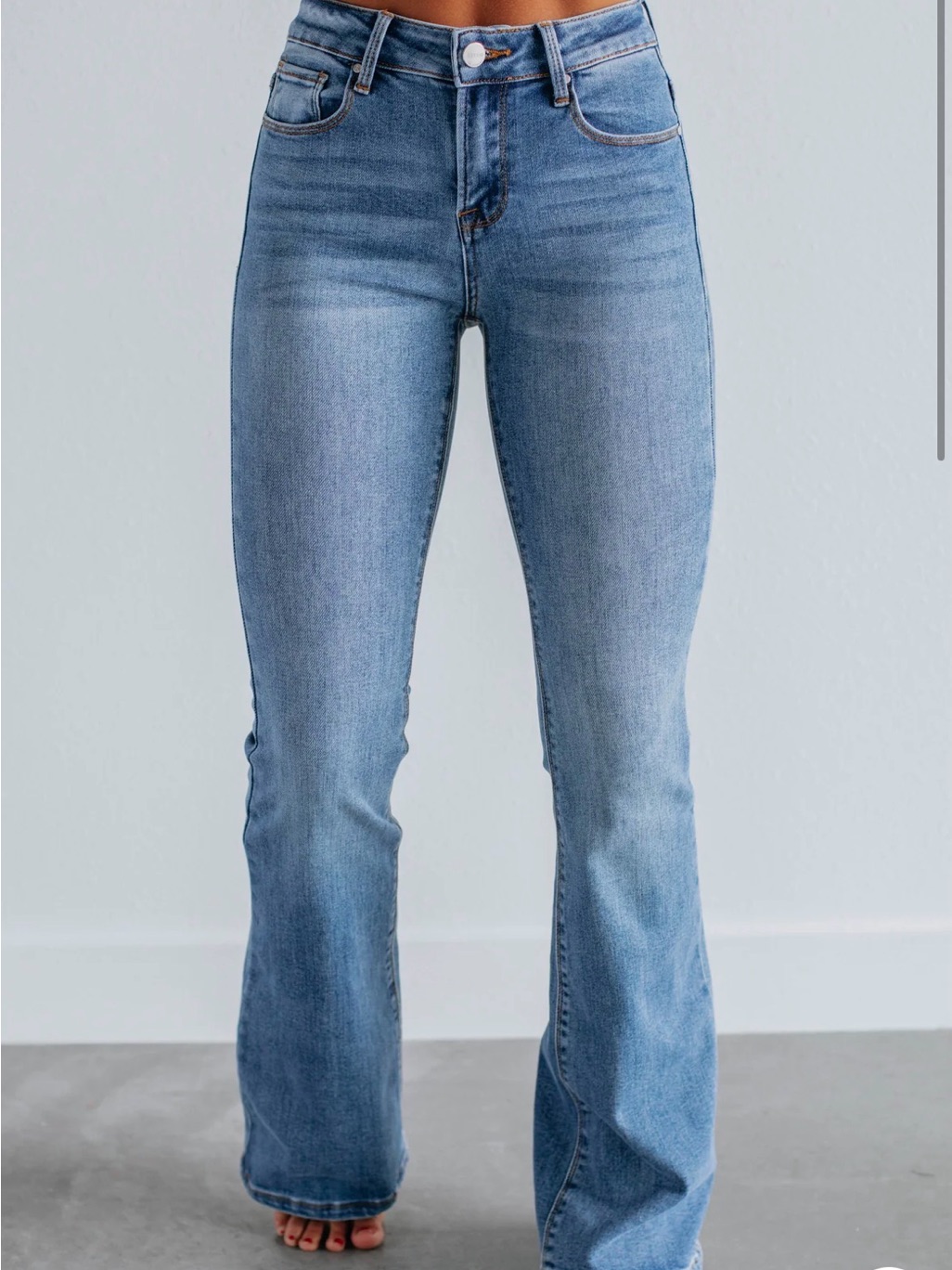 Risen Light Blue Stretch Flare Jeans